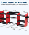 Heavy Duty Wall Mount Power Tool Organizer With 3 Layer Garage Rack, 8 Outlets, 8 Drill Storage Slots, Hooks, Charging Station