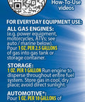 QR code and usage instructions for Fuel Stabilizer Twin Pack 24 Oz Keeps Gas Fresh Longer, Gasoline Treatment Additive That Protects Your Fuel System.