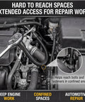 Half Inch Flexible Shaft Extension With 360 Degree Angled Rod, Torque Socket Connector installed in engine bay for repair