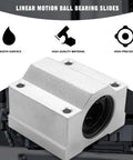 Front-right angled view of four aluminum SCS6UU linear bearing slide blocks with 6mm bore