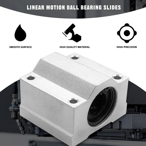 Front-right angled view of four aluminum SCS6UU linear bearing slide blocks with 6mm bore
