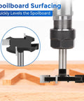 Spoilboard Surfacing Router Bit, One Quarter Inch Shank, Four Teeth, Extra Large One And One Half Inch Cutting Diameter, installed on router