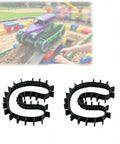 Replacement RC Track Set For Off-Road Vehicles With Flexible Drive Belt Style Wheel Tracks, Smooth Rolling And Easy Turning, Durable Impact-Resistant Build For Outdoor Use, Ideal Upgrade For Compatible Track Systems, two black tracks