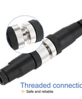 Threaded connection of Two Pack M12 4 Pin Male Aviation Connector Wire Plug A Coding 12mm Circular Sensor Connector Waterproof IP67
