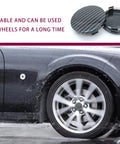 Liven Up Your Ride With These Snap In Wheel Center Caps Solid 4 Pack Abs Hub Covers Carbon Fiber Black Finish on car wheel.