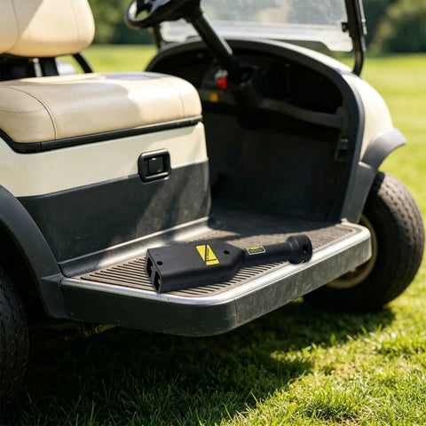Golf Cart Charging Plug With 2 Pin Connector For 36V Battery Systems resting on golf cart floor