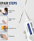 Wall Repair Paste Kit With Scraper And Nozzle Extender, Two 250g Tubes Quick Dry Mending Paste For Holes And Cracks steps diagram