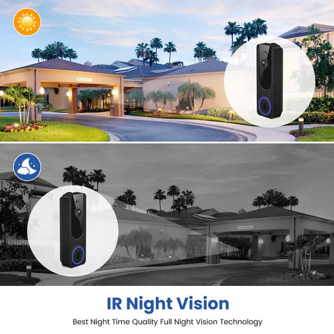 1080P WiFi Video Doorbell Camera Battery Powered With Smart AI Human Detection And Motion Alerts, Two Way Talk, Night Vision