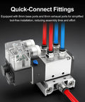 Ten Station Solenoid Valve Manifold For Pneumatic Systems, 12V DC 5 Way 2 Position Air Valve with quick-connect fittings