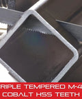 Intenss PRO-DIE Bi-Metal Band Saw Blade cutting metal tube, triple tempered M-42 cobalt HSS teeth, for contour cutting