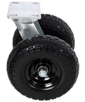 10 Inch Dual Flat Free Swivel Caster Ready To Roll Built Tough For Rough Floors 660 Lb Heavy Load Capacity PU Foam Wheel With Roller Bearing Zinc Plated Industrial Swivel Wheel For Fragile Equipment Transport, dual wheel view