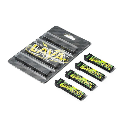 4 Pack Lava II 1S 480mAh 3.8V 95C LiHV Batteries With BT2.0 Connector For Tiny Whoop Drones in retail packaging