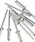 Top Shelf Stainless Steel Blind Rivets 100 Piece Bundle 1 8 By 7 16 Dome Head Fasteners, detailed view of dome head rivets.