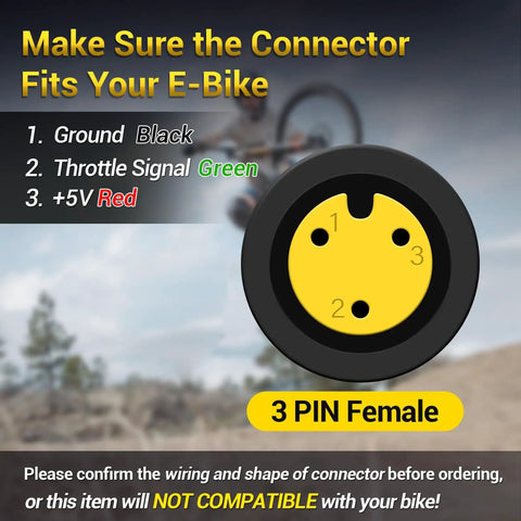 Thumb Throttle For Bafang 3 Pin Female Connector With 17.7 Inch Cable For BBS01B BBS02B BBS HD Mid Drive Ebike Motors And E Bike Conversion Kits Durable And Plug N Play Easy Install Throttle Control For Smooth Power On Demand