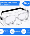 50 Pairs Safety Goggles Anti Fog Anti Scratch Eye Protection Clear Lens with Elastic Band for Science and Construction