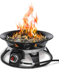 Portable Propane Fire Pit 21 Inch Smokeless Gas Firebowl With 58,000 BTU No Mess Campfire burning with visible flames
