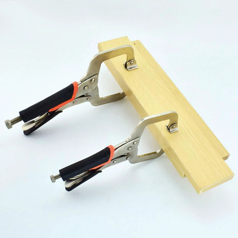 6 Inch C Clamp Locking Pliers Heavy Duty Vise Grip Welding Clamp With Swivel Pads holding wooden board in place