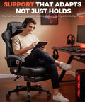 Big And Tall Gaming Chair For Adults With 350 Lb Capacity, man sitting relaxed on ergonomic high back, Sky Gray Comfort.