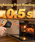 Digital Infrared Temperature Gun For Cooking With Backlit Display And Auto Shutoff, Shows Surface Temp Only, Reads From Minus 58 To 1022 Fahrenheit in kitchen, checking oven