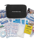 Porsche Car First Aid Kit With Hard Ballistic Nylon Case, OEM Quality Medical Supplies, Glove Box Friendly Fit For Most Porsches