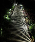 Bronze Solar Path Light Set Of 6 With Glass Lens illuminates walkway with starburst pattern, garden path lights, nighttime curb appeal
