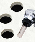Diamond-coated finger bit, 20mm diameter, side view mounted on rotary tool with 5/8-11 to 3/8 in hex shank adapter