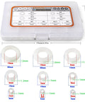 Heavy Duty Nylon Flat Washers Assortment Kit For Mechanical And Electrical Jobs, Top Shelf White Plastic Pa66 Insulating Hardware For Metric Screws And Bolts, 720 Piece Rock Solid Pack in a clear storage case with size specs.