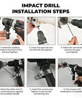 Image showing installation steps of Titanium Drill Nibbler Attachment For Electric Drills Turn Any Drill Into A Fast Sheet Metal Cutter
