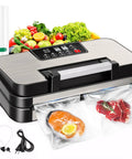 11 In 1 Smart Food Vacuum Sealer with 95 KPa Power, Built in Cutter and Bag Storage, sealing packaged salmon and meat
