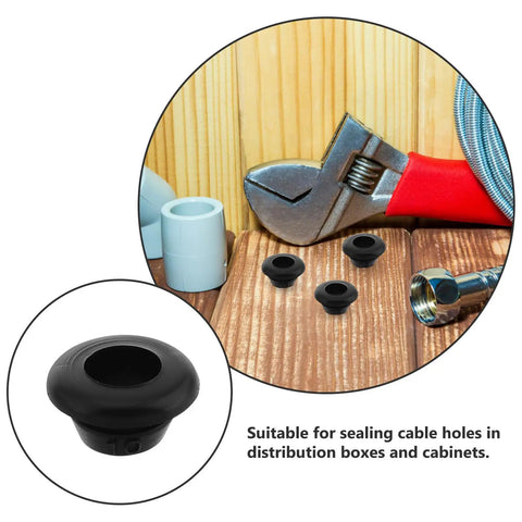 60 Piece Black Rubber Grommet Kit Single Sided Cable Hole Covers Plugs For Cabinets And Boxes Outdoor Use Multipurpose Weatherproof Wire Grommets For Holes No Fuss Easy Install, black rubber grommets on cabinet hole