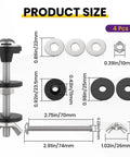 4 Pack Universal Toilet Tank Bolts Kit With Heavy Duty Stainless Steel Bolts Rubber Washers And Gasket dimensions illustration