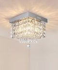 Dope Modern Square Raindrop Crystal Chandelier Flush Mount Ceiling Light Fixture with sparkling crystals for dining room ambiance