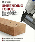 Jam Free Smooth Ride For Cordless Nailers 16 Gauge Finish Nails Two Inch Galvanized Straight Head 1000 Count Pack used on red oak wood.