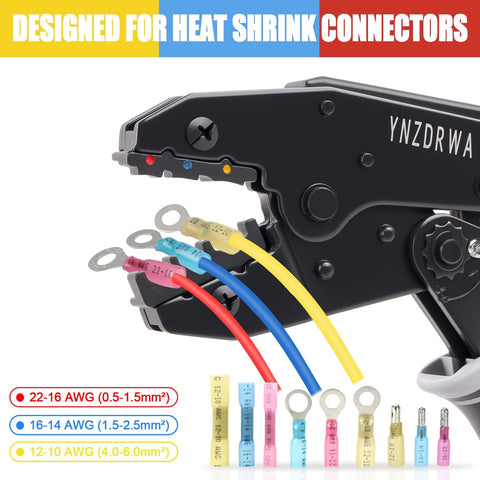 Ratcheting Wire Crimping Tool For Heat Shrink Connectors Pro Grade Crimper Pliers For 10 To 22 AWG Wire High Precision Jaw
