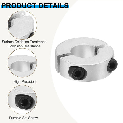Bore 16mm Double Split Shaft Collar 35mm Outer Diameter 12mm Thickness Aluminum Alloy Locking Collar Clamp With Set Screws