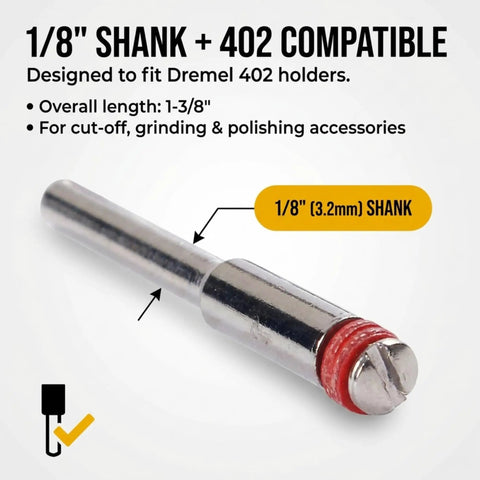 25 Pack Rotary Tool Mandrels Workhorse 1 8th Inch Shank Dremel 402 Compatible Replacement for Cut Off Wheels, Grinding Discs