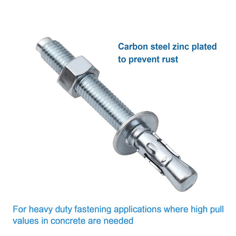 Wedge Anchor For Concrete One Quarter Inch Diameter By Two And One Quarter Inch Length Zinc Plated Heavy Duty Carbon Steel Fasteners