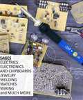 60W 110V Adjustable Temperature Soldering Iron Kit with 5 tips used on circuit boards for electronics repair projects.