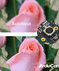 16MP Autofocus USB Camera with Built-In Microphone for PC and Laptop overlay on rose, showing 4K IMX298 sensor module.