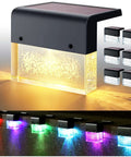 Solar Deck Lights 3000K Warm White Color Changing Outdoor Fence Lights For Steps Rails Walls Poolside LED Waterproof 6 Pack