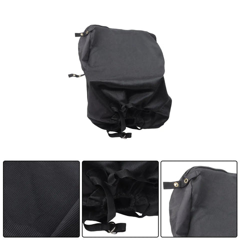 Chipper Vacuum Bag Replacement For Troy-Bilt Chip Vacuums 4HP 5HP 8HP Plug-And-Play Easy Fit Part 660-373 shown in black with straps.