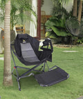Heavy Duty Hammock Style Camping Chair With Stand And Footrest, Rocker High Back Seat With Cup Holder And Side Pocket outdoors