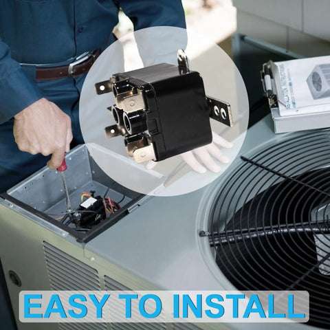 Beefy Enclosed General Purpose Fan Relay Replacement For Emerson 90-380 24V Coil shown during HVAC installation