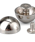 Top Shelf 20 Sets Heavy Duty Silver 15X8MM Dome Spikes And Screw Back Leather Studs With Installation Tool showing silver dome spike and screw.