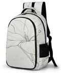 Floral Line Art Backpack With Printed Buds Unisex Dope Large Capacity Everyday Carry Durable Polyester Breathable Fabric Easy Clean Finish Smooth Zipper Fashionable Yet Functional front view showing flower illustration and zip.