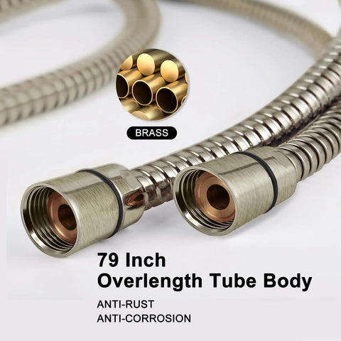 79 inch hose for High Pressure Handheld Shower Head With Powerful Spray To Beat Low Water Pressure Multi Function Modes Brushed Nickel