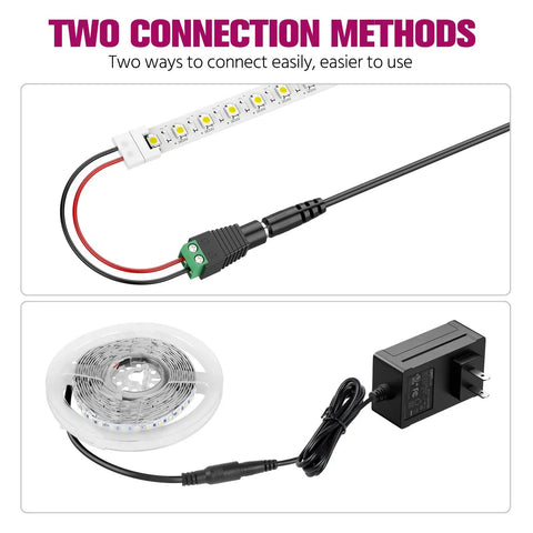 24V LED Power Supply 30W Non Dimmable UL Listed AC to DC Converter for LED Strip Lights with two connection methods.