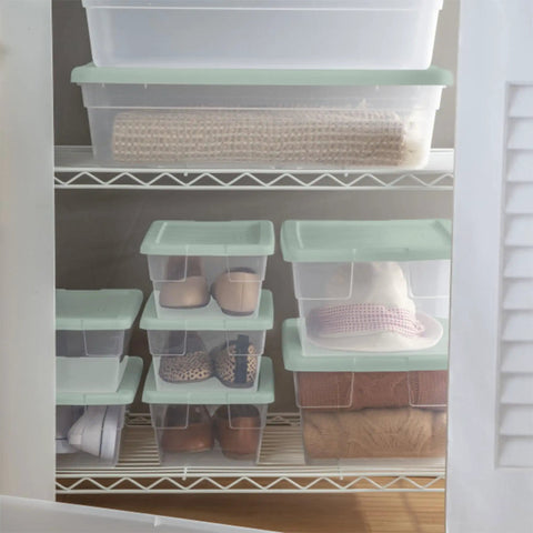 60 Pack Clear Plastic Stackable Storage Bins With Secure Snap Lids, Bulk 6 Quart Nesting Containers To Keep Household Clutter Outta Sight And Your Home Fully Organized