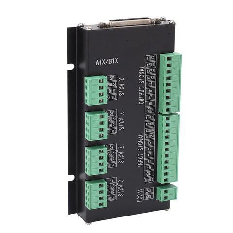 Beast Mode Control System with Motion Controller Board for Serious Machining, focusing on connection terminals and input-output labels.