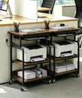 Slick Rolling Three Tier Coffee Station Cart With Built In Power Panel And Roomy Storage Shelf For Mastering Your Daily Grind And Charging Tech Without Hassle in an office setup.